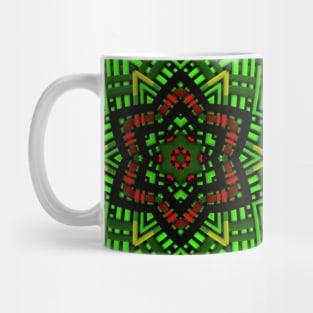 Weave Mandala Flower Green and Red Mug